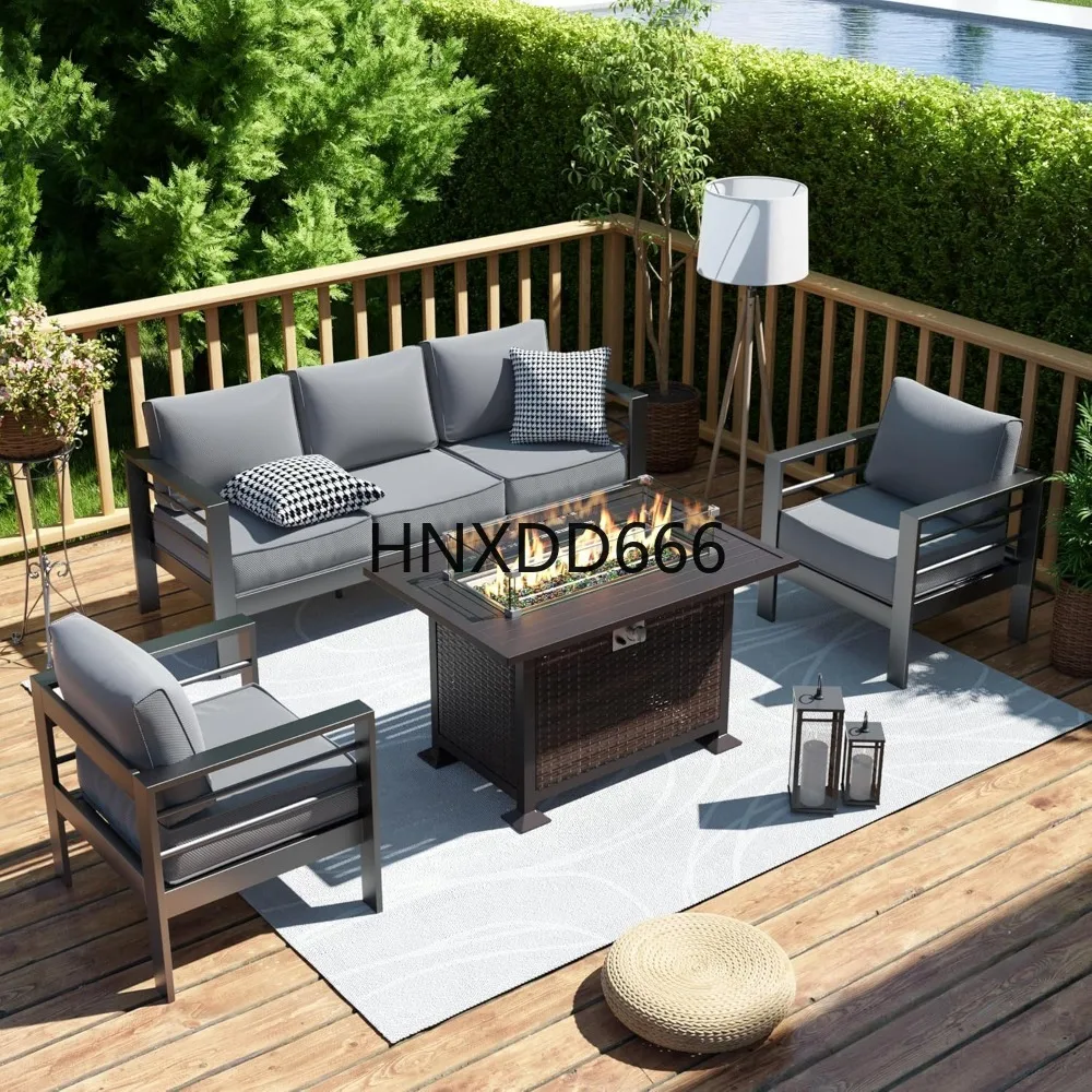 Outdoor Furniture Set With Fire Pit - Set Furnitur Teras dengan Meja Api,