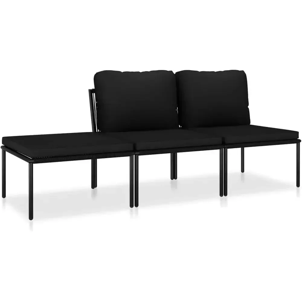 Outdoor Furniture Black - Set Sofa Taman Luar Ruangan 6-Potong