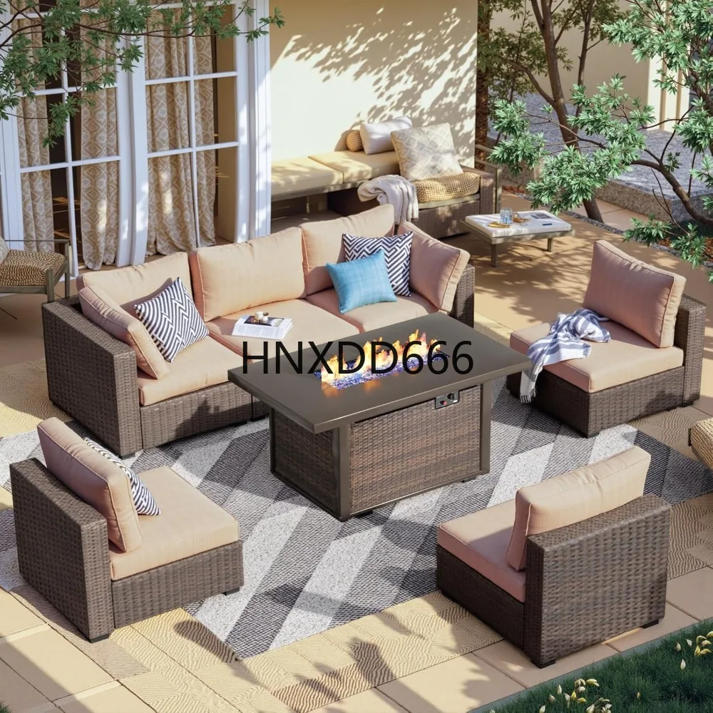 Outdoor Furniture Set With Fire Pit - Set Furnitur Teras 7 Buah dengan