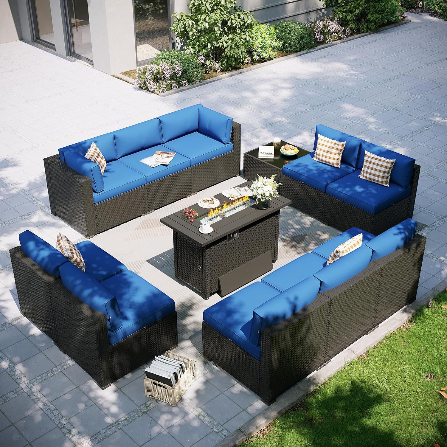 Outdoor Furniture Set With Fire Pit - Set Perabot Teras dengan Meja Perapian,