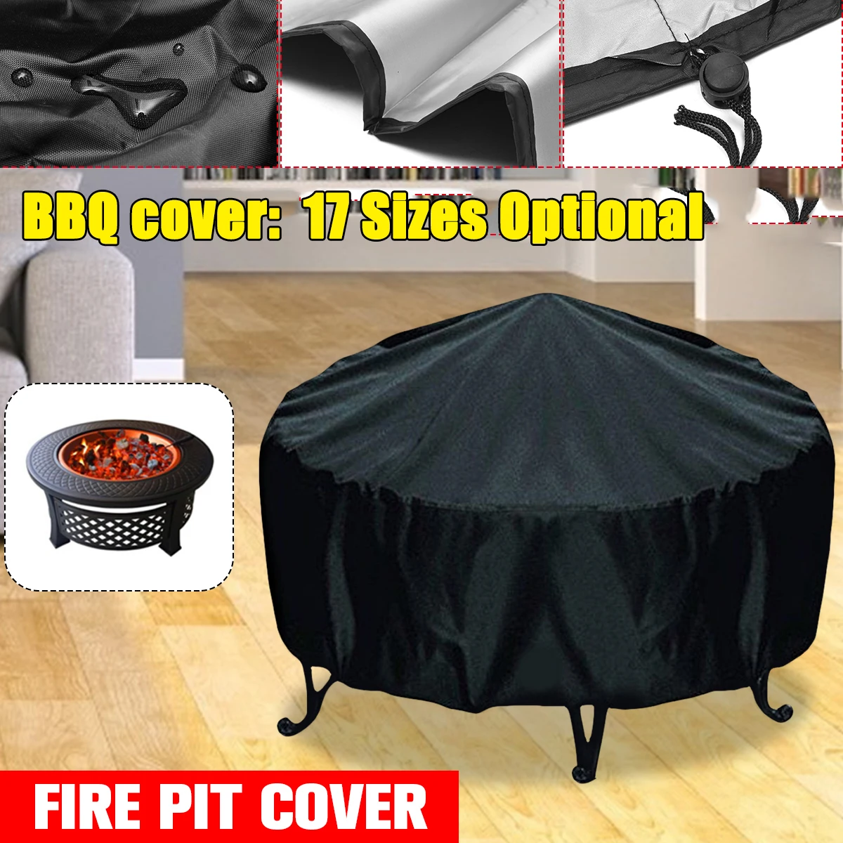 Outdoor Furniture Black - Penutup Lubang Api Teras Tahan Air