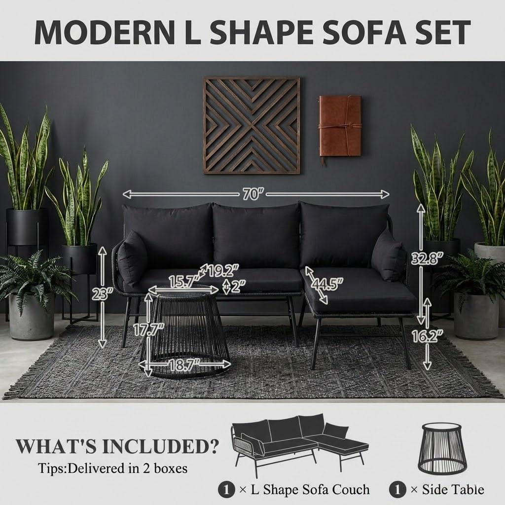 Set Furnitur Rotan Teras Luar  - Outdoor Furniture Black ulasan dan harga