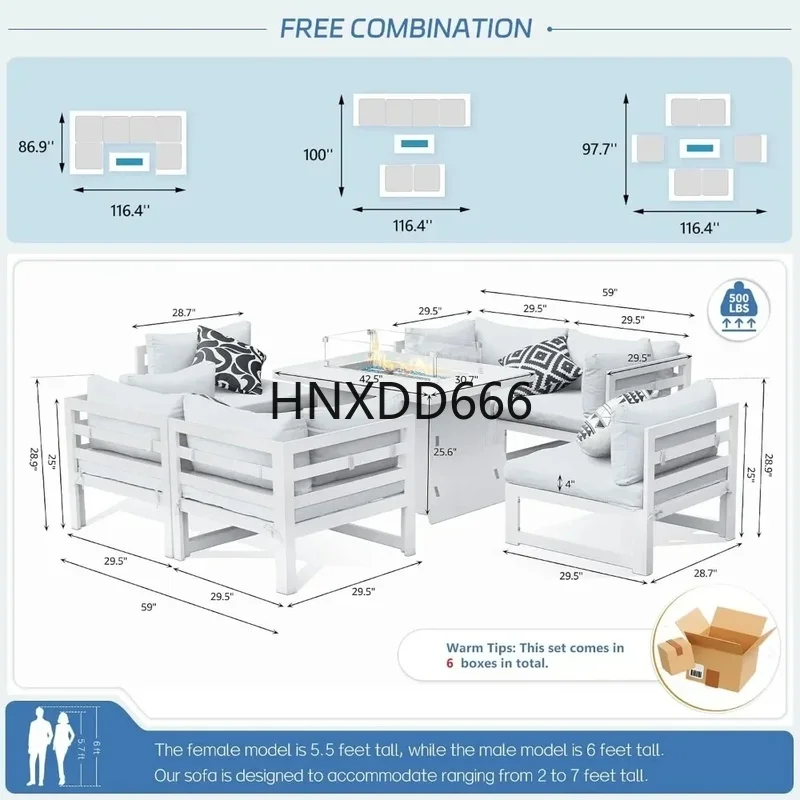 Set Sofa Teras Luar Ruangan 7- - Outdoor Furniture Set With Fire Pit ulasan dan harga