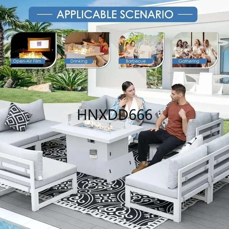 Set Sofa Teras Luar Ruangan 7- - Outdoor Furniture Set With Fire Pit ulasan dan harga