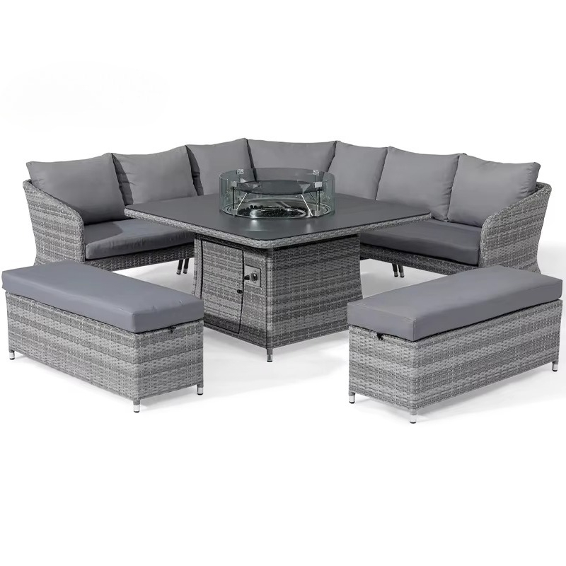 Set Sofa Luar Ruangan Bentuk L - Outdoor Furniture Set With Fire Pit ulasan dan harga