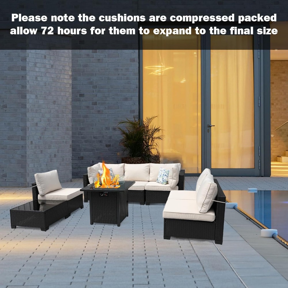 Set Sofa Seksional Luar Ruanga - Outdoor Furniture Set With Fire Pit ulasan dan harga