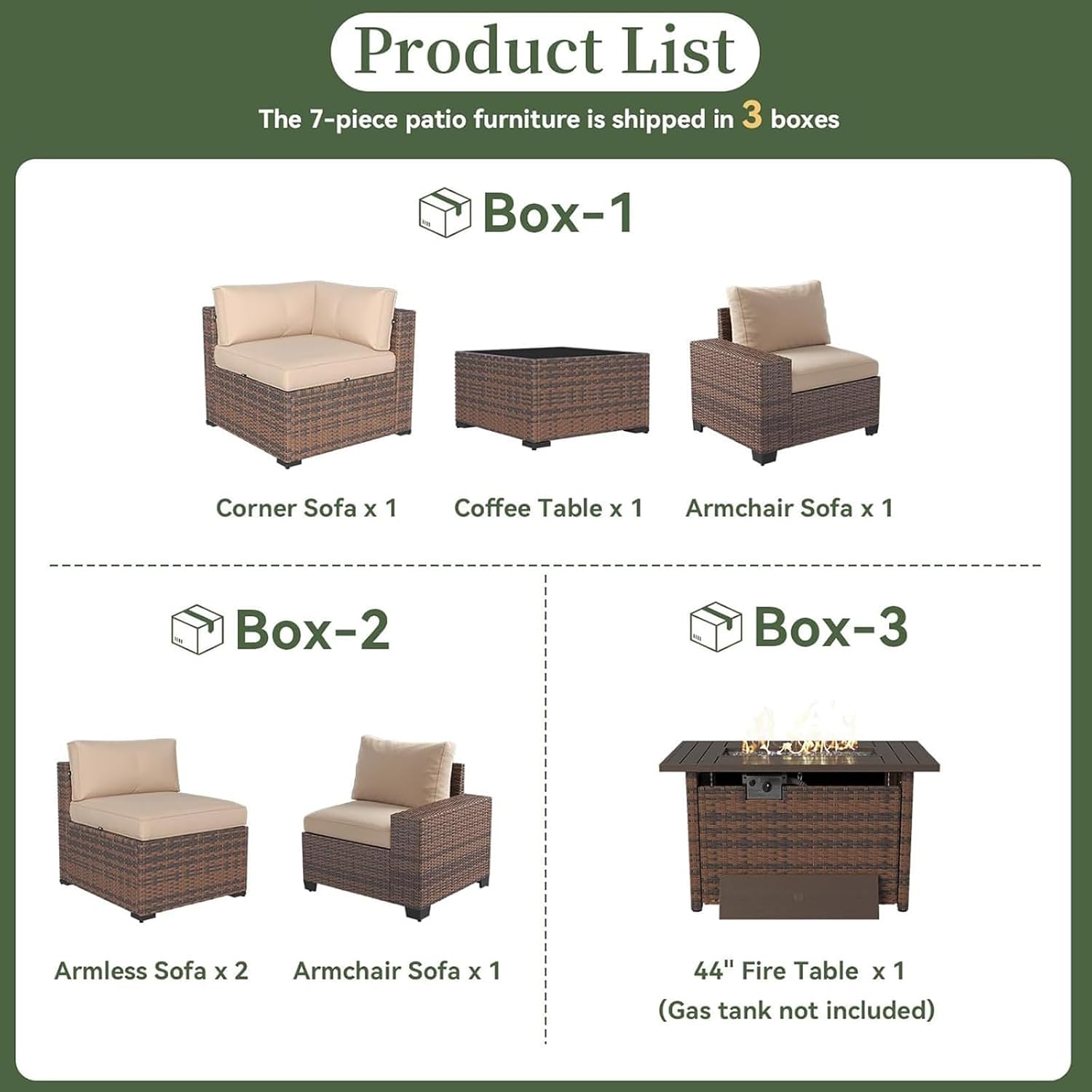 Set Furnitur Teras 7 Bagian de - Outdoor Furniture Set With Fire Pit ulasan dan harga