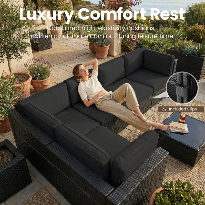 Set Sofa Anyaman 8-Potong untu - Outdoor Furniture Set With Fire Pit ulasan dan harga