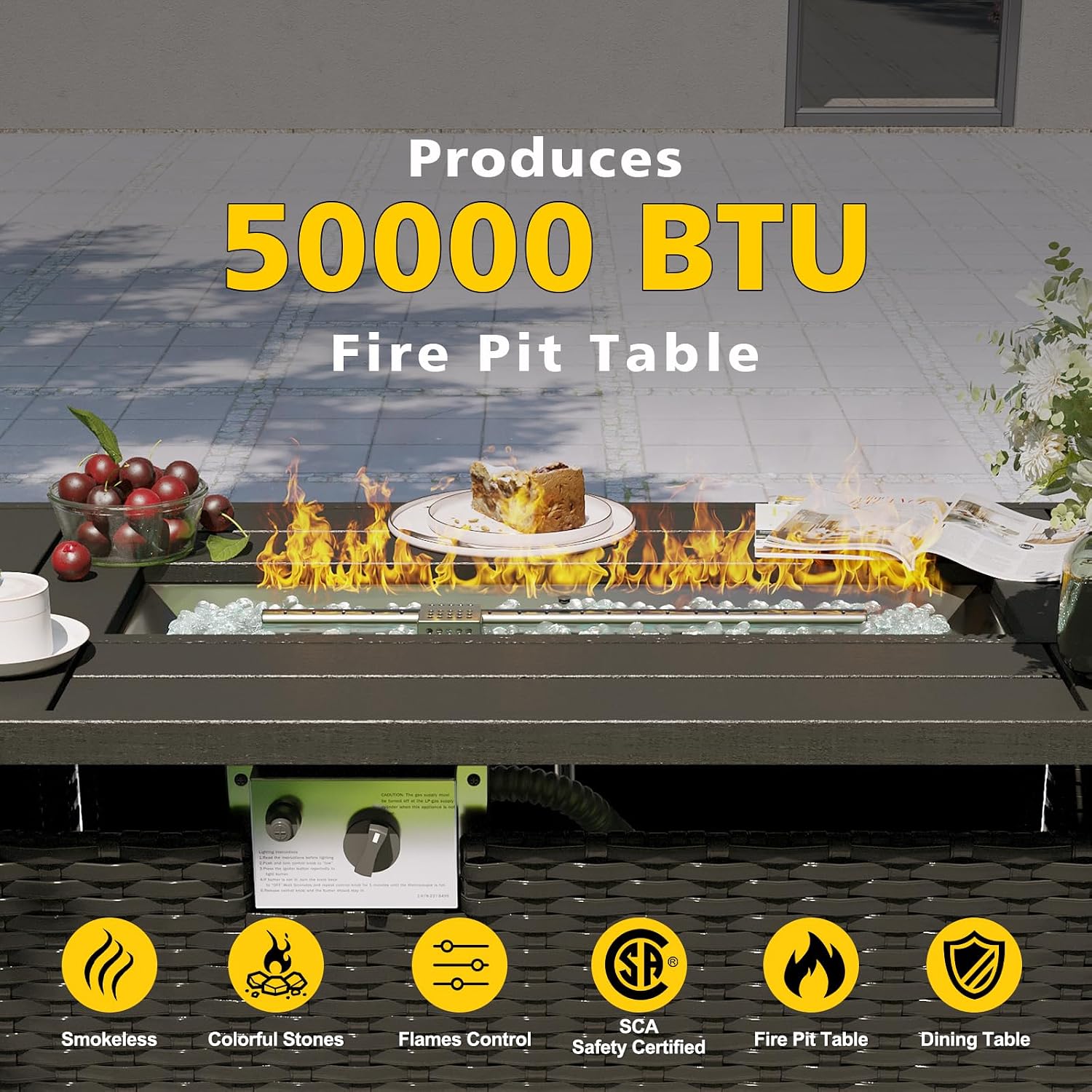 Set Perabot Teras dengan Meja  - Outdoor Furniture Set With Fire Pit ulasan dan harga