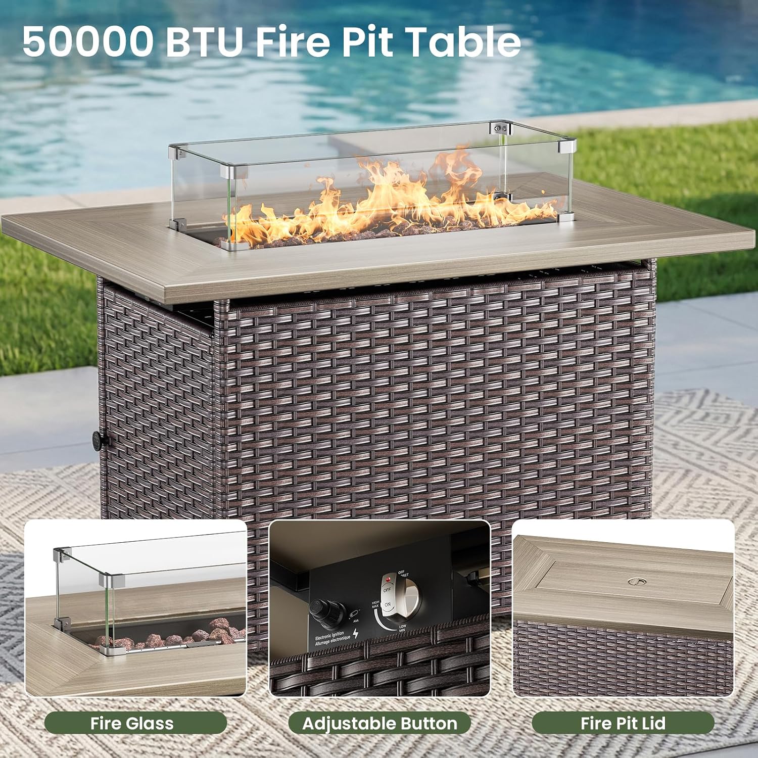 Set Perabot Teras Mewah dengan - Outdoor Furniture Set With Fire Pit ulasan dan harga