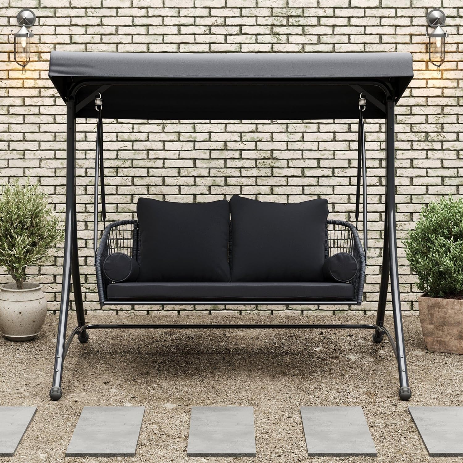 o*-Ramona Premium Patio Swing  - Outdoor Furniture Black ulasan dan harga