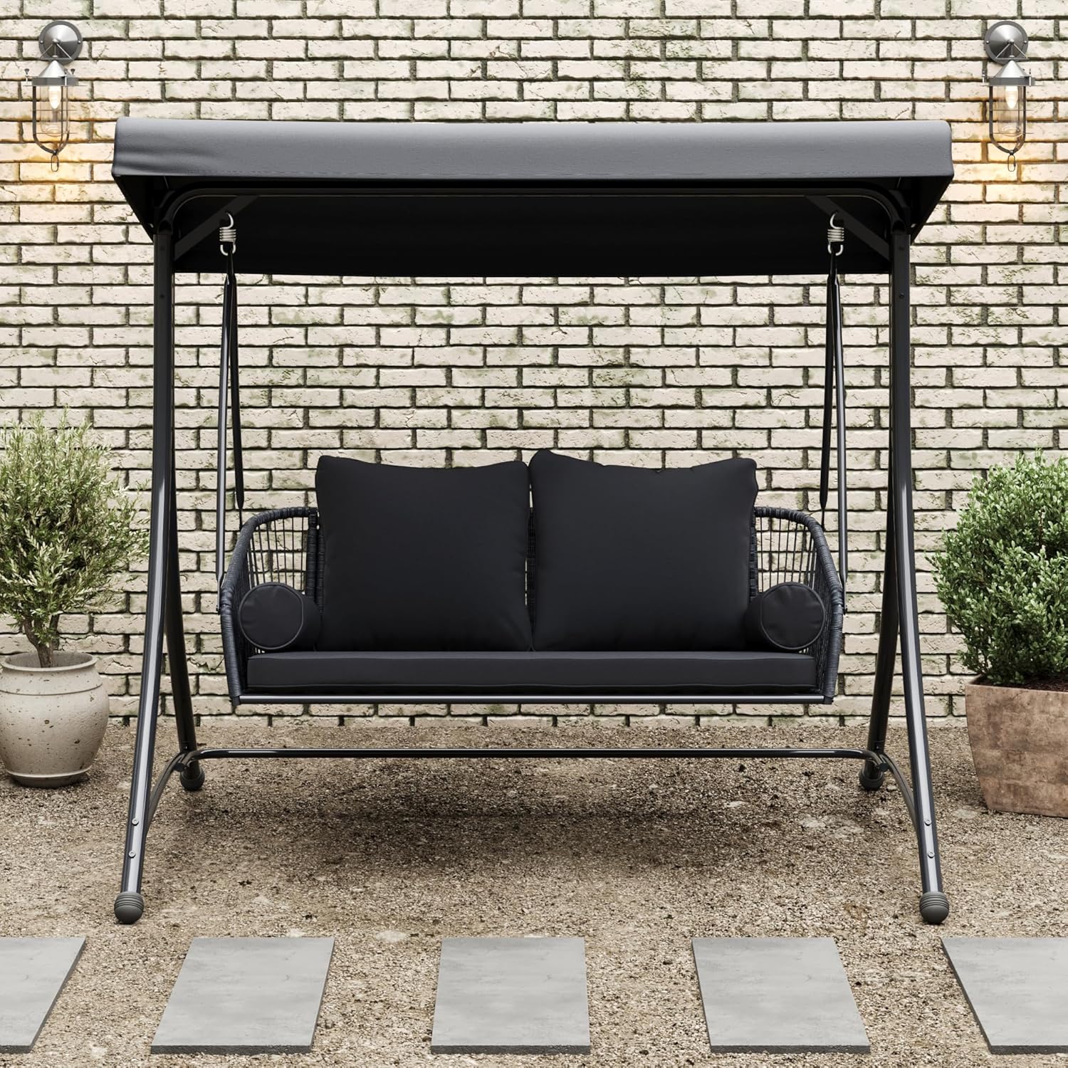 o*-Ramona Premium Patio Swing  - Outdoor Furniture Black ulasan dan harga