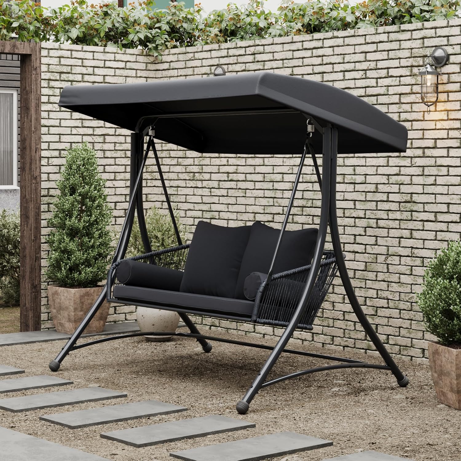 o*-Ramona Premium Patio Swing  - Outdoor Furniture Black ulasan dan harga