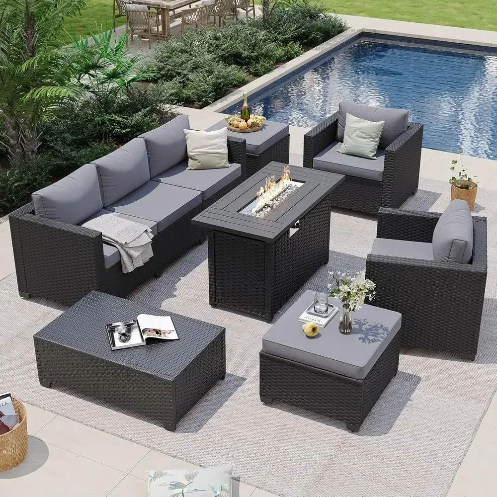 Set Perabot Teras Luar Ruangan - Outdoor Furniture Set With Fire Pit ulasan dan harga